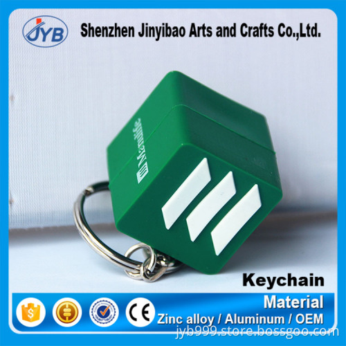 cheap mold fee custom plastic cube keyring e-co rubber molded keyrings